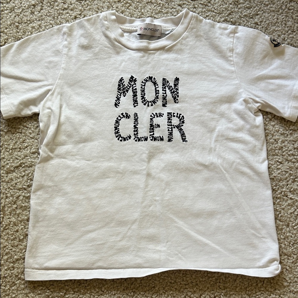 Moncler Kids White Logo Tee size S